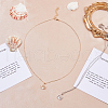 FIBLOOM 2Pcs 2 Colors Alloy Pendant Necklaces Set NJEW-FI0001-54-5