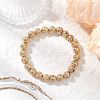 Electroplated Natural Lava Rock Round Beads Stretch Bracelets for Women Men BJEW-JB11982-01-1