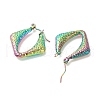 Ion Plating(IP) 304 Stainless Steel Chunky Rhombus Hoop Earrings for Women EJEW-K242-01MC-2