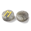 Brass Elder Futhark Alphabet Engraved Symbol Flat Round Natural Labradorite Rune Stones G-I373-01K-2