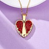 304 Stainless Steel Polymer Clay Rhinestones Wing Openable Pendant Necklaces for Women NJEW-Z065-14G-01-3