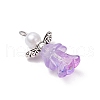 Transparent Glass Beads with ABS Plastic Imitation Pearl Round Beads and Tibetan Style Alloy Fairy Wing Beads and 304 Stainless Steel Flat Head Pins Pendants PALLOY-JF03628-4