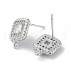 Brass Micro Pave Cubic Zirconia Stud Earring Findings KK-E107-21P-2