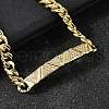 Brass Micro Pave Clear Cubic Zirconia Link Bracelets BJEW-F498-03B-G-4