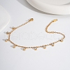 Elegant Stainless Steel Pave Clear Cubic Zirconia Flat Round Charm Anklets HM7489-7-1