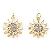 Rack Plating Brass Micro Pave Clear Cubic Zirconia Pendants KK-M253-10G-04-1