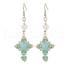 Natural Mixed Stone & Glass Seed Beads Dangle Earrings for Women EJEW-MZ00213-02-1