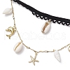 304 Stainless Steel Starfish & Shell & Dolphin Tassel Thigh Leg Chains AJEW-AN00654-3