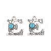 Synthetic Turquoise & Alloy Pendants PALLOY-H146-01AS-E-1