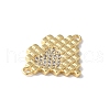Brass Micro Pave Cubic Zirconia Heart Connector Charms KK-A252-28G-01-2