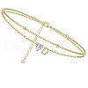 Heart & Letter Brass Crystal Rhinestone Charm Double Layer Anklets FS-WG6749C-04-1