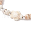 Natural Freshwater Shell with Synthetic Turquoise Beads Stretch Bracelets for Men Women BJEW-JB11744-01-3