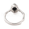 Oval Natural Black Onyx Adjustable Rings RJEW-Q817-04P-10-3
