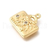 Brass Micro Pave Clear Cubic Zirconia Pendants KK-C096-16A-G-2
