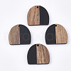 Resin & Walnut Wood Semi Circle Pendants RESI-T035-07A-1