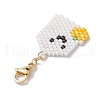 Halloween Ghost Glass Seed Pendant Decoration HJEW-JM02106-4