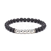 Natural Lava Rock & Synthetic Hematite Round Beaded Stretch Bracelet BJEW-JB08580-4