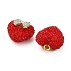 Heart with Bowknot Shape Resin & Rhinestone Pendant KK-C037-14G-2