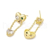 Colorful Cubic Zirconia Heart Tassel Dangle Stud Earrings EJEW-I277-19G-2