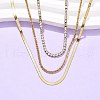 304 Stainless Steel Crystal Rhinestone 3 Layered Necklaces for Women NJEW-C083-04G-1
