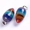Chakras Natural Mixed Stone Pointed Pendants G-J384-05A-1