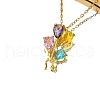 Brass Colorful Cubic Zirconia Flower Pendant Necklaces FS-WG69036-01-2