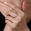 Rhodium Plated 925 Sterling Silver Micro Pave Moissanite Finger Rings WG38657-06-2