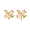Brass Micro Pave Cubic Zirconia Shell Stud Earrings Findings KK-D363-04G-1