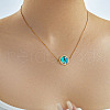 Exquisite Brass Pave Clear Shiny Cubic Zirconia Flat Round with Star Pendant Necklaces DS0332-5