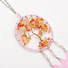 Natural Red Quartz Flat Round with Tree of Life Pendant Decorations PW-WG50477-01-5