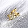 304 Stainless Steel with Rhinestone Adjustable Cuff Rings RJEW-Q020-09G-4