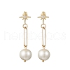 304 Stainless Steel Glass Star with Round Dangle Stud Earrings EJEW-JE06481-01-2