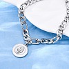 304 Stainless Steel Flat Round with Hamsa Hand Charm Bracelets BJEW-A036-13P-3
