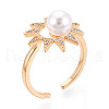 Brass Micro Pave Clear Cubic Zirconia Cuff Ring Settings KK-T076-16G-6