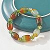 Natural Peacock Agate Bead Stretch Bracelets G-P570-01J-3