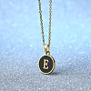 Alloy Black Enamel Flat Round with Letter Pendant Necklaces for Women WG4B845-05-1