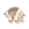 Brass Micro Pave Colorful Cubic Zirconia Connector Charms KK-B059-05G-02-1
