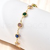 304 Stainless Steel Glass Link Bracelets for Women BJEW-V010-01G-3