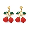 Brass Enamel Dangle Stud Earrings EJEW-Q036-06G-2