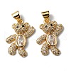 Rack Plating Brass Micro Pave Cubic Zirconia Pendants KK-P235-05G-3