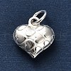 925 Sterling Silver 3D Textured Heart Charms STER-U009-10S-02-2
