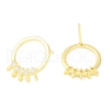 Brass Pave Clear Cubic Zirconia Stud Earring Findings KK-F875-07G-2