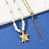 304 Stainless Steel Sea Animal Pendant Plastic Imitation Pearl Beaded Necklaces for Women NJEW-U048-02A-G-1