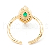 Green Cubic Zirconia Horse Eye Cuff Ring KK-D067-36G-RS-3