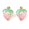 Strawberry Enamel Stud Earrings EJEW-Z065-14G-2