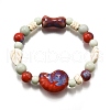 Handmade Porcelain Beads & Synthetic Howlite Beads Stretch Bracelets for Women BJEW-D307-01A-2