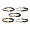 Natural & Synthetic Mixed Gemstone & Alloy Saint Benedict Beaded Strech Bracelets for Women BJEW-JB09343-1