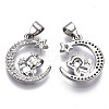 Brass Micro Pave Cubic Zirconia Pendants ZIRC-T013-09P-NF-2