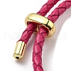 Brass Column Bar Link Bracelet with Leather Cords BJEW-G675-05G-09-3