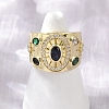 Brass Micro Pave Cubic Zirconia Adjustable Cuff Rings for Women RJEW-C129-10G-2